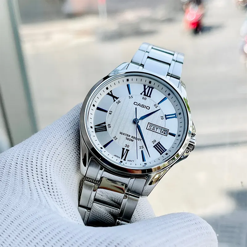 Casio Japan Quartz White Dial Men's Watch- MTP-1384D-7A2V